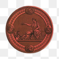 PNG Greek red coin sticker, transparent background.  Remixed by rawpixel.