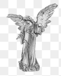 Png angel statue sticker, transparent background