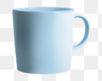 Blue coffee mug png, blank design space, transparent background