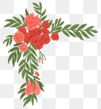 Red flowers png border sticker, transparent background