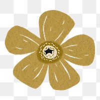 Png aesthetic gold flower sticker, transparent background