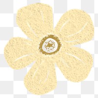 Gold flower png aesthetic sticker, transparent background