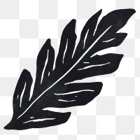 Black leaf png illustration sticker, transparent background