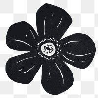Black flower png sticker, transparent background