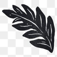 Black leaf png illustration sticker, transparent background