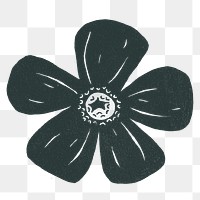 Black flower png sticker, transparent background