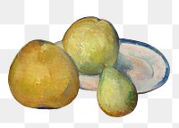 Png Cezanne’s  Pears sticker, still life painting, transparent background.  Remixed by rawpixel.