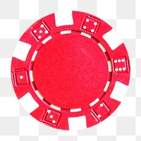 Png red dice poker chip sticker, transparent background