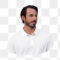 White-shirt man png sticker, transparent background