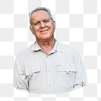 Happy retired man png sticker, transparent background