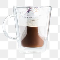 Latte coffee mug png, transparent background