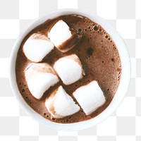 Marshmallows png hot chocolate sticker, transparent background