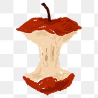 Eaten apple png illustration sticker, transparent background