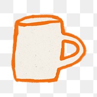 Coffee mug png hand drawn illustration sticker, transparent background