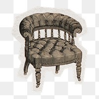 Victorian armchair png sticker, transparent background, remixed by rawpixel.