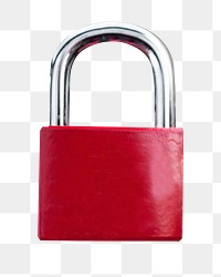 Red padlock png, transparent background