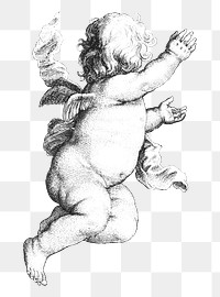 Vintage cherub png sticker, transparent background