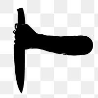 Holding knife png silhouette sticker, transparent background