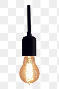 Hanging light bulb png sticker, transparent background