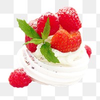 Strawberry meringues png, transparent background