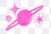 Cute Saturn doodle png sticker, transparent background