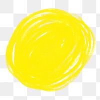 Yellow crayon circle png sticker, round badge graphic, transparent background