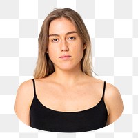 Png bored woman sticker, transparent background