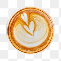 Heart latte art png sticker, transparent background