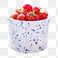 Bucket of tomatoes png, transparent background