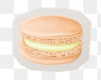 PNG macaron sticker with white border, transparent background