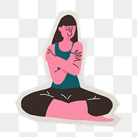 PNG self-love woman sticker with white border, transparent background