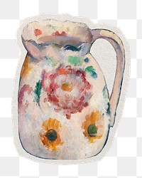 PNG Cezanne&rsquo;s jug sticker with white border, transparent background, artwork remixed by rawpixel.