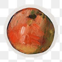 PNG Cezanne’s Apples sticker with white border, transparent background, artwork remixed by rawpixel.