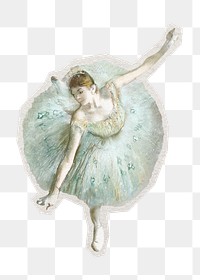 PNG ballet dancer sticker with white border,  transparent background 