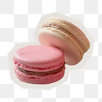 PNG two macarons sticker with white border, transparent background