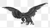 Flying eagle png, vintage bird illustration, transparent background. Remixed by rawpixel.