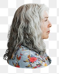 Senior woman png element, transparent background