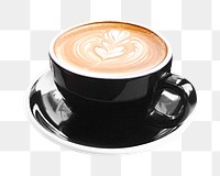 Latte art png collage element, coffee photo on transparent background