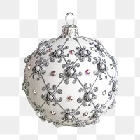 White Christmas bauble png, transparent background