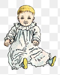 Vintage toddler png child illustration by Shober & Carqueville Lith. Co on transparent background. Remixed by rawpixel.