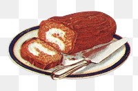 Vintage roll cake png dessert, food illustration, transparent background. Remixed by rawpixel.