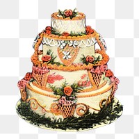 Vintage wedding cake png, food illustration, transparent background. Remixed by rawpixel.