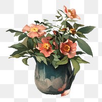 Vintage flower vase png illustration by Annie C. Nowell, transparent background. Remixed by rawpixel.