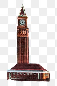Vintage clock tower png Seattle's King Street Train Station, transparent background. Remixed by rawpixel. 