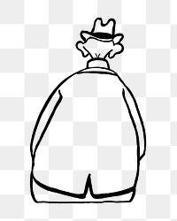 Man cartoon png rear view, transparent background. Remixed by rawpixel. 