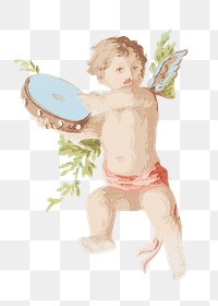 Vintage cherub png fantasy, transparent background. Remixed by rawpixel. 