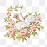 Vintage pink flower png, transparent background. Remixed by rawpixel. 