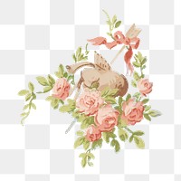 Vintage pink flower png, transparent background. Remixed by rawpixel. 