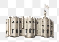 Vintage castle png illustration by William Beilby, transparent background. Remixed by rawpixel.