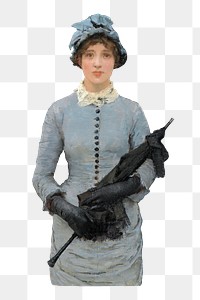 Victorian woman png, vintage fashion illustration by George Clausen, transparent background. Remixed by rawpixel.